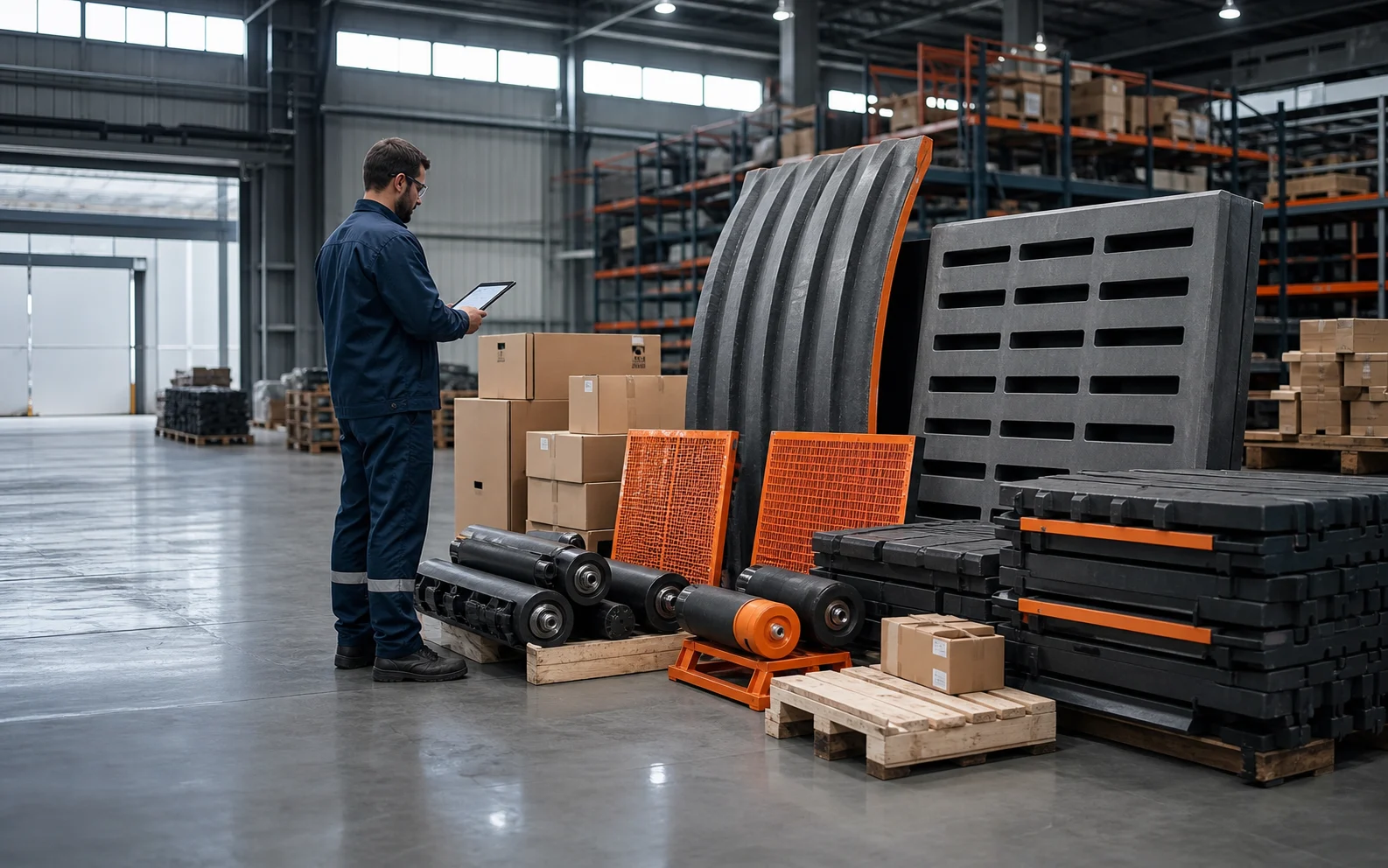 Mining consumables inspection and spare-parts supply coordination